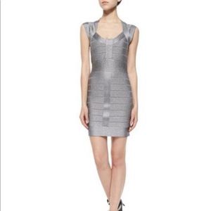 FRENCH CONNECTION- Silver Metallic Bandage Dress
